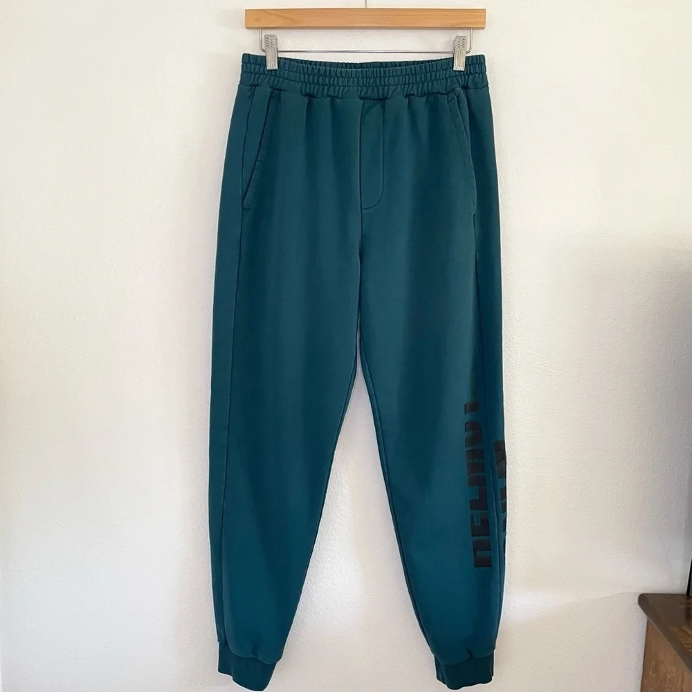 Helmut Lang Slim Logo Jogger Pant Drawstring Sweatpants Neptune Teal Small